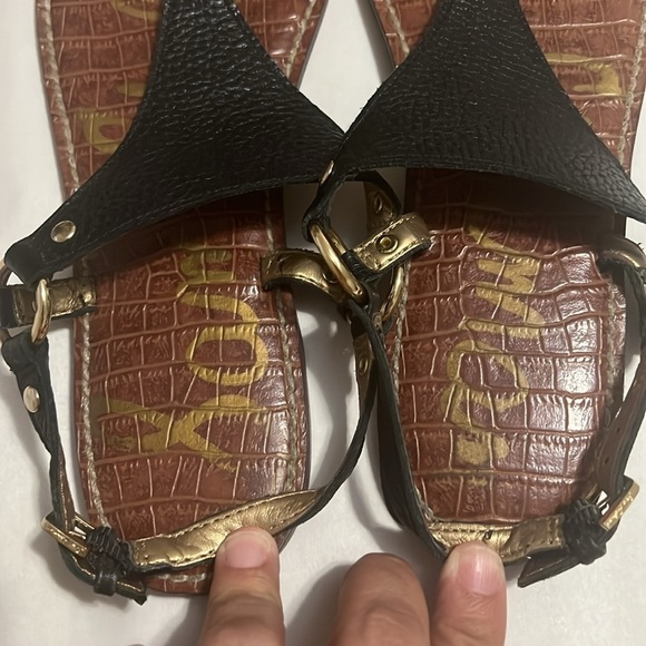 Sam Edelman Greta Black Leather Thong Sandals | Size 10M | Boho Gold Hardware - Picture 10 of 13
